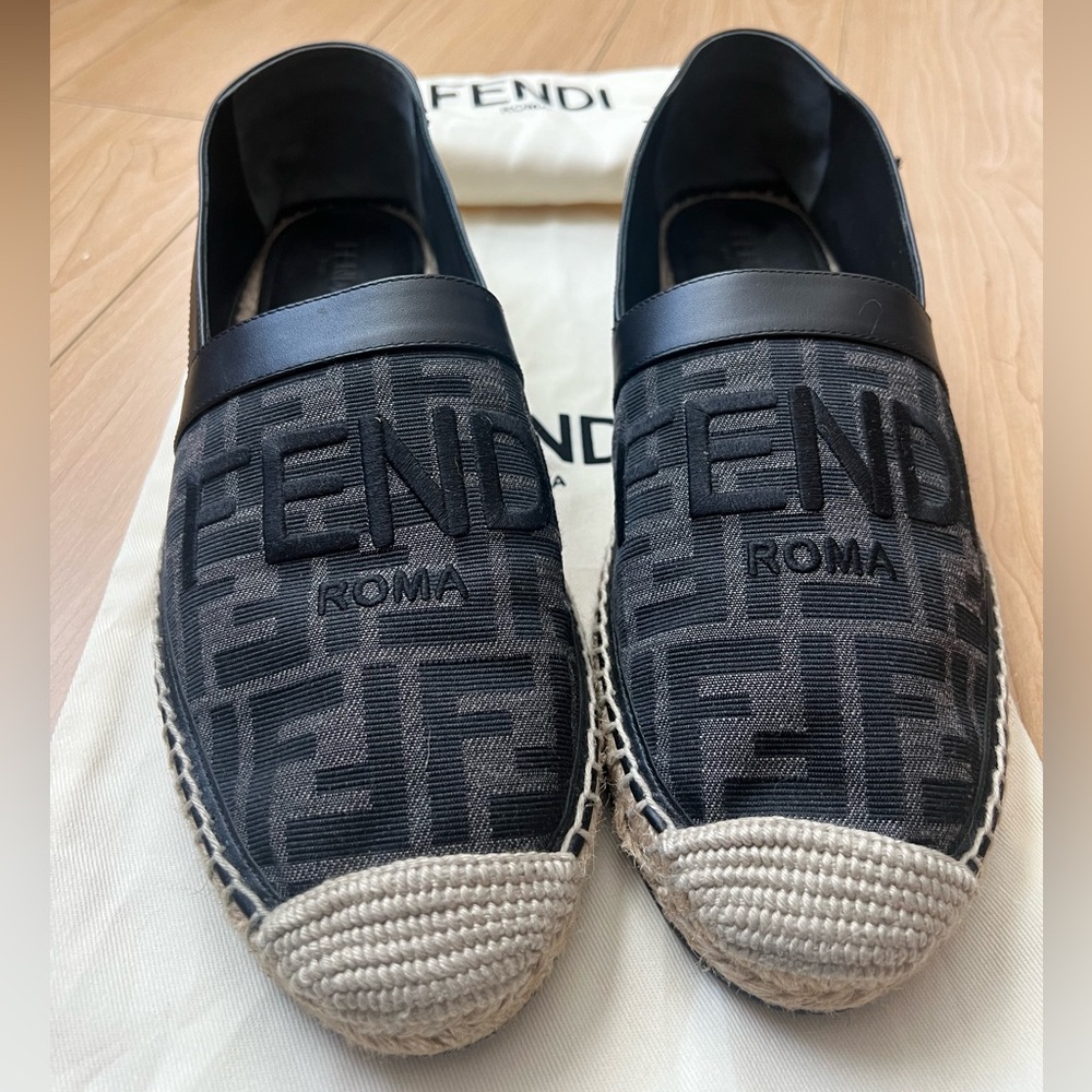 FENDI Mens Fabric Espadrilles in Noir